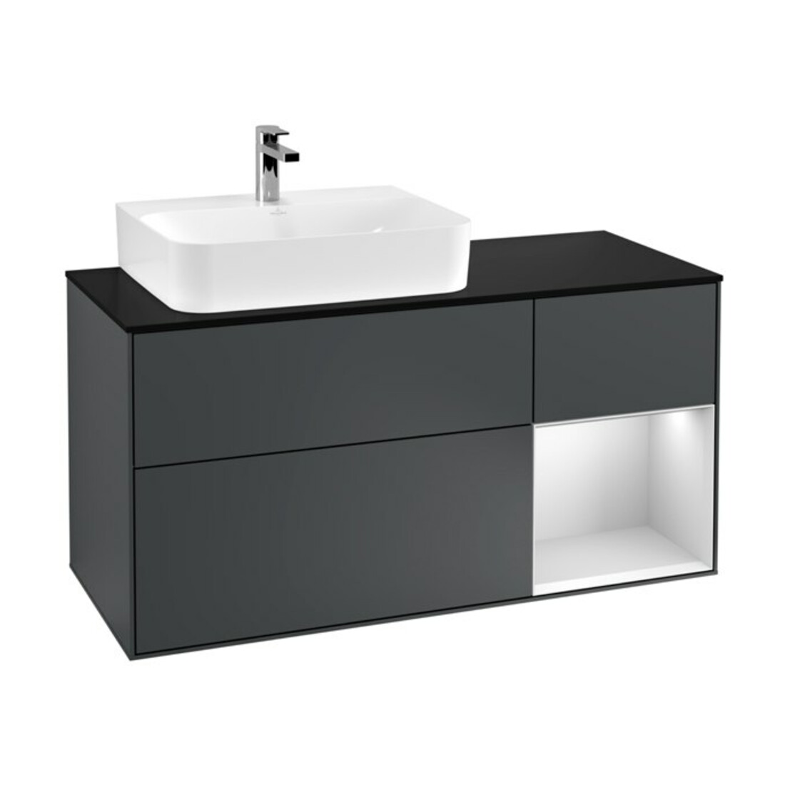 V&B Waschtischunterschrank Finion 120cm, Pl b m, Rg r w m La, md bl. m Lac
