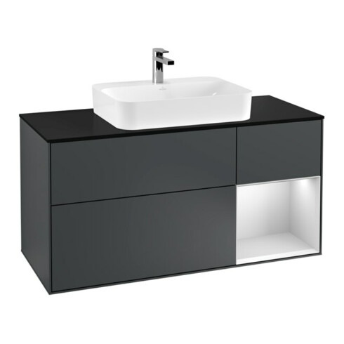 V&B Waschtischunterschrank Finion 120cm, Pl b m, Rg r w m La, md bl. m Lac