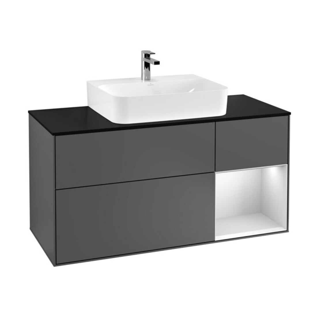 V&B Waschtischunterschrank Finion 120cm, Pl b m, Rg r w m Lac, Anthrac. m