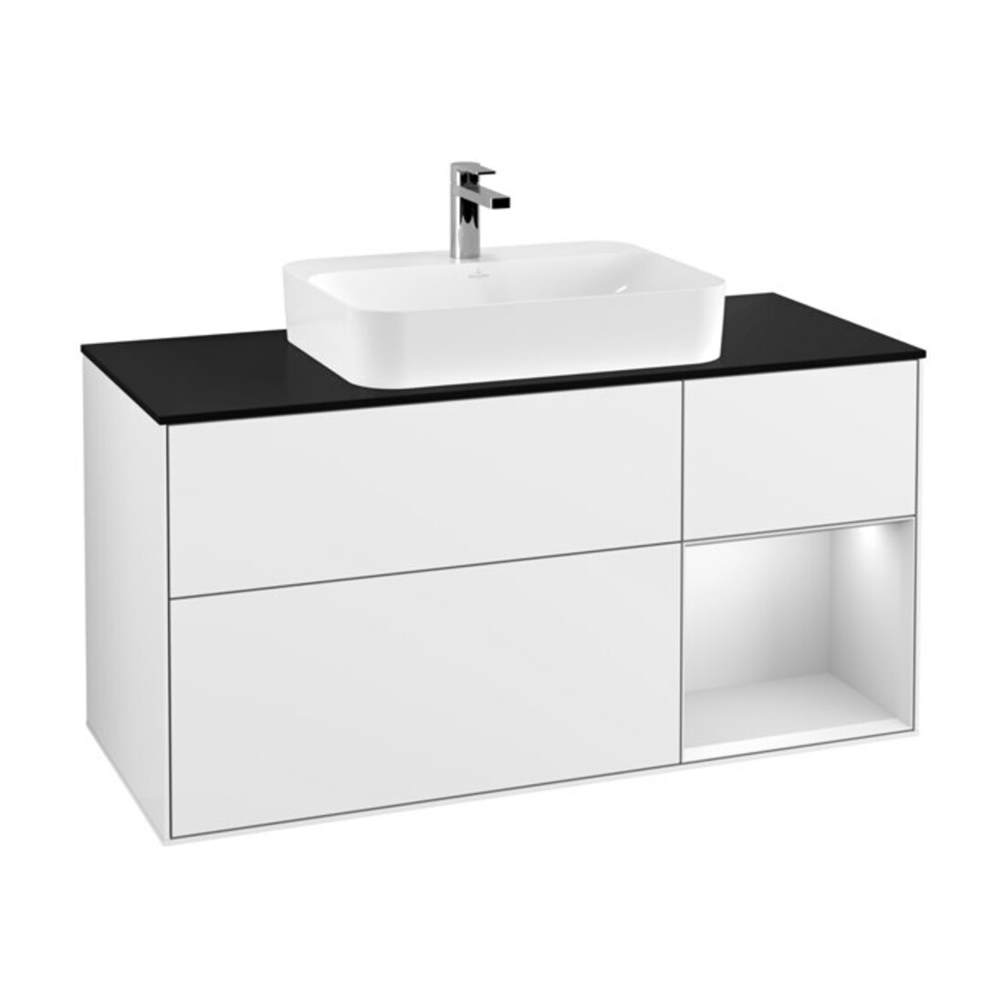 V&B Waschtischunterschrank Finion 120cm, Pl b m, Rg r w m Lac, glo wh. Lac