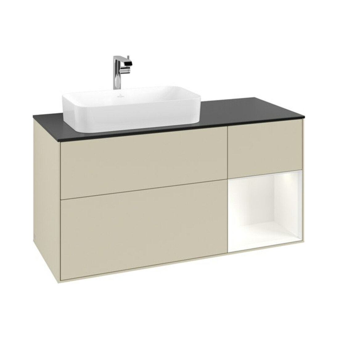 V&B Waschtischunterschrank Finion 120cm, Pl b m, Rg r w m Lac, si Gr m Lac