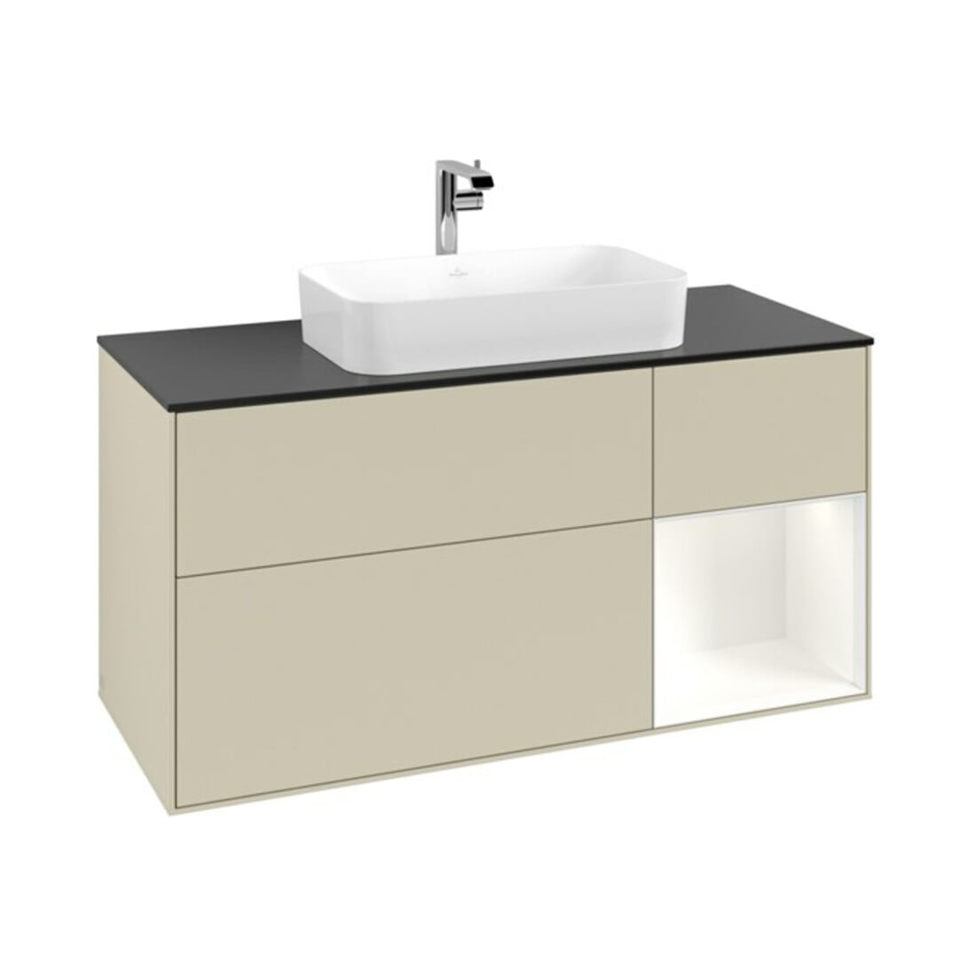 V&B Waschtischunterschrank Finion 120cm, Pl b m, Rg r w m Lac, si Gr m Lac