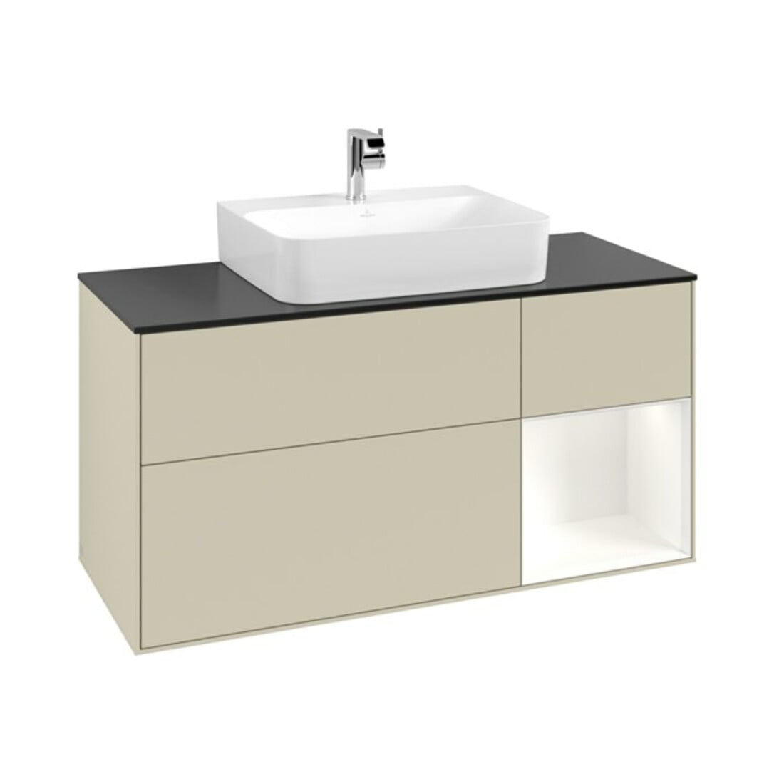 V&B Waschtischunterschrank Finion 120cm, Pl b m, Rg r w m Lac, si Gr m Lac