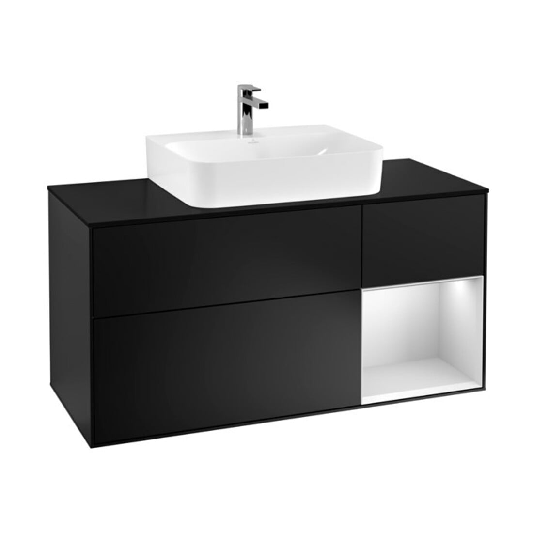 V&B Waschtischunterschrank Finion 120cm, Pl b m, Rg r wh. m Lac, bla m Lac
