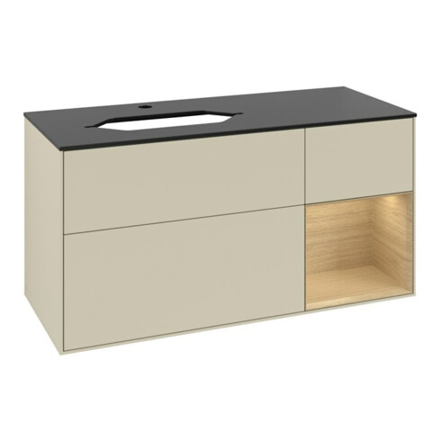 V&B Waschtischunterschrank Finion 120cm, Pl b m, Rg re Oa ven, si Gr m Lac