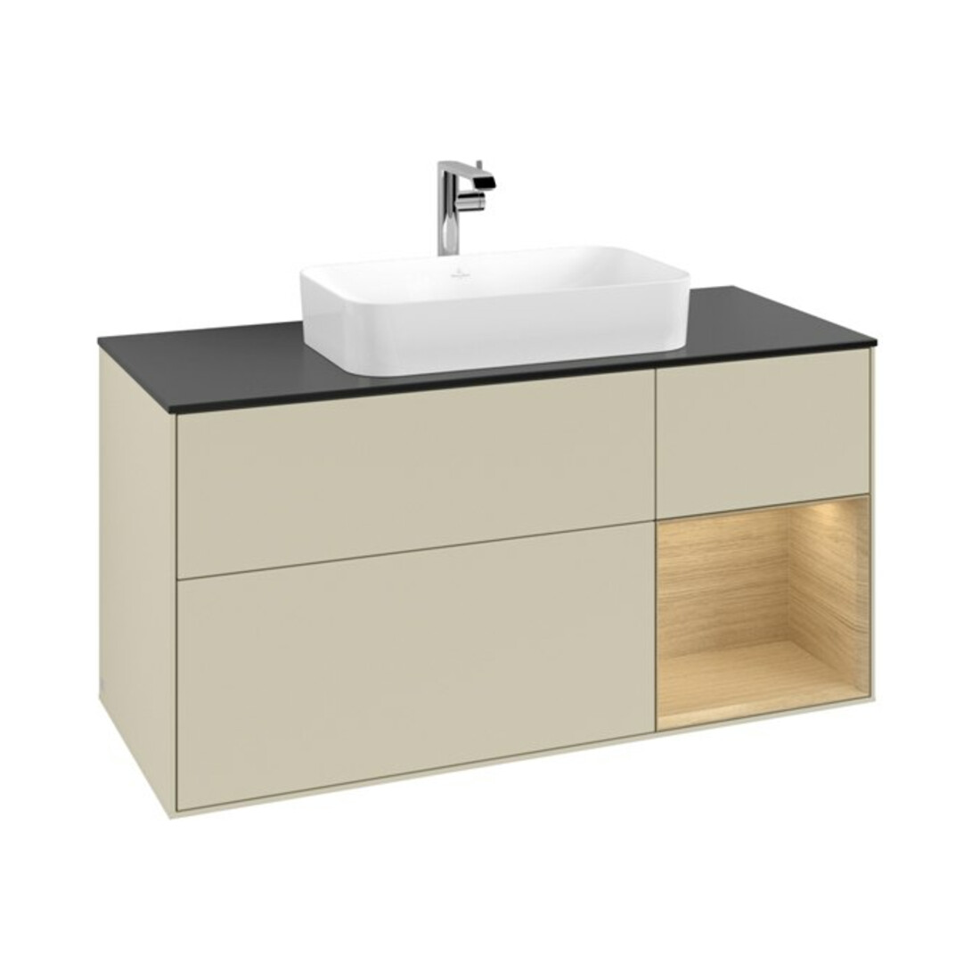 V&B Waschtischunterschrank Finion 120cm, Pl b m, Rg re Oa ven, si Gr m Lac
