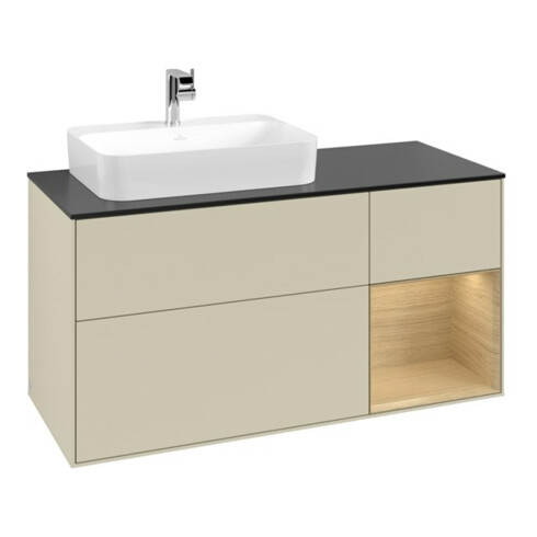 V&B Waschtischunterschrank Finion 120cm, Pl b m, Rg re Oa ven, si Gr m Lac