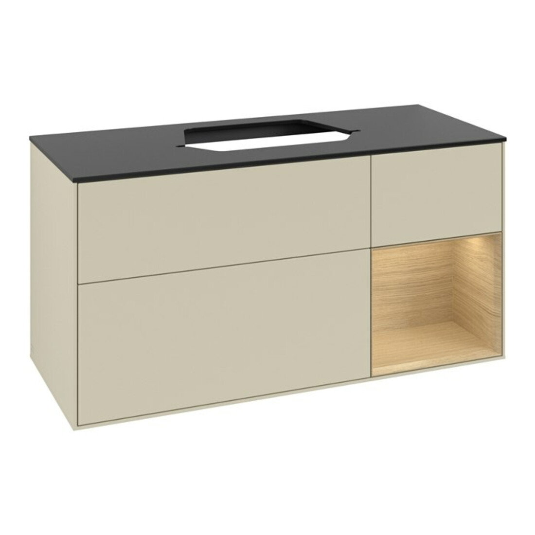 V&B Waschtischunterschrank Finion 120cm, Pl b m, Rg re Oa ven, si Gr m Lac