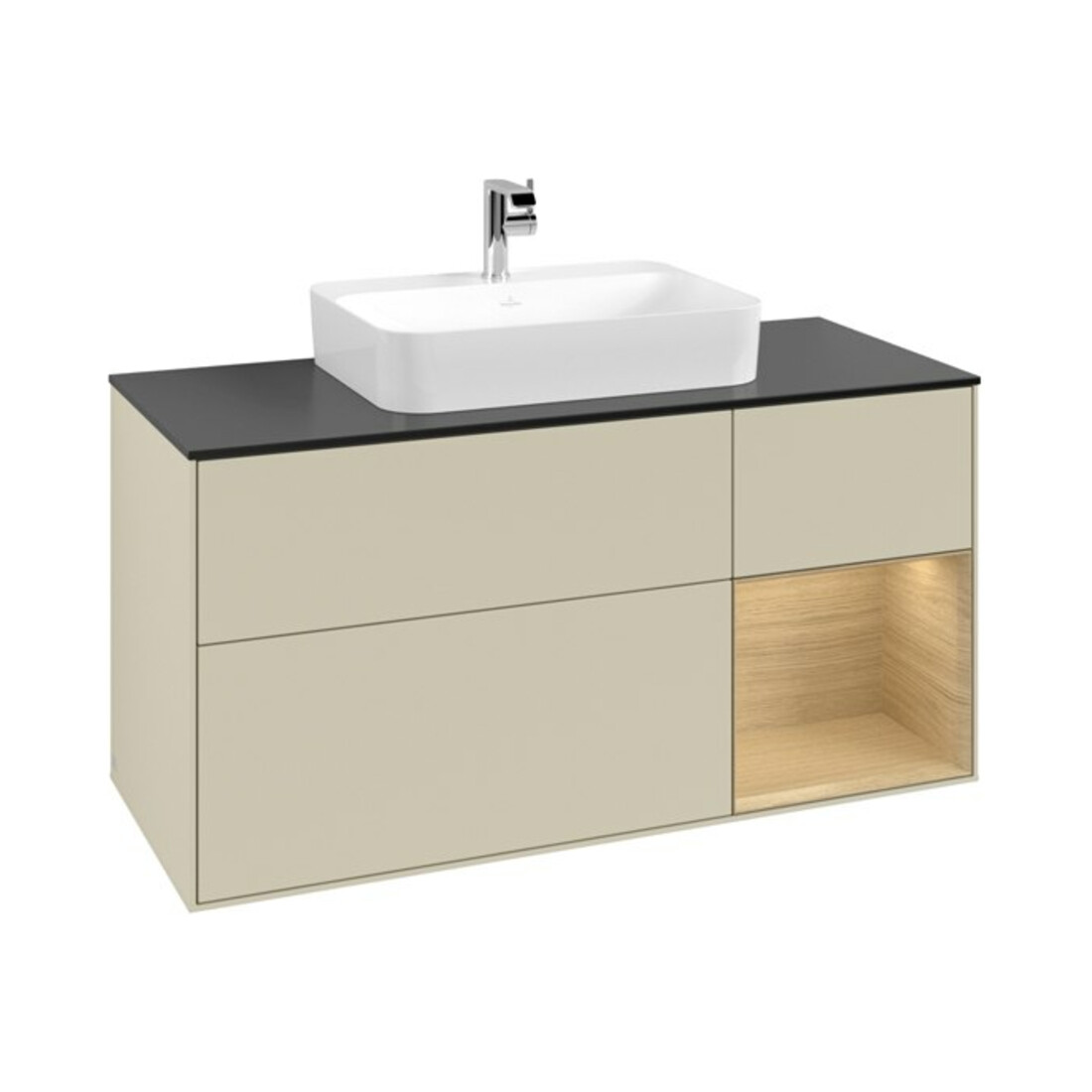 V&B Waschtischunterschrank Finion 120cm, Pl b m, Rg re Oa ven, si Gr m Lac