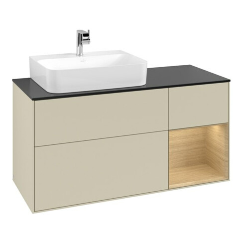 V&B Waschtischunterschrank Finion 120cm, Pl b m, Rg re Oa ven, si Gr m Lac