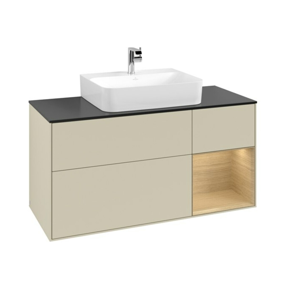 V&B Waschtischunterschrank Finion 120cm, Pl b m, Rg re Oa ven, si Gr m Lac