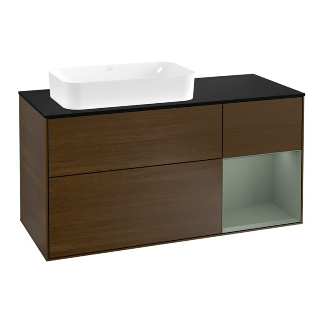 V&B Waschtischunterschrank Finion 120cm, Pl b m, Rg re Oli. m Lac, wal ven