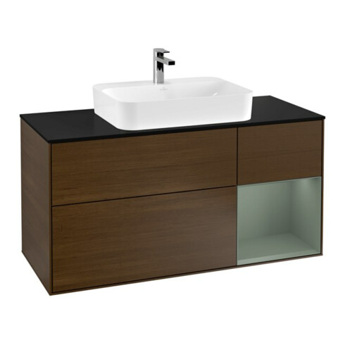 V&B Waschtischunterschrank Finion 120cm, Pl b m, Rg re Oli. m Lac, wal ven