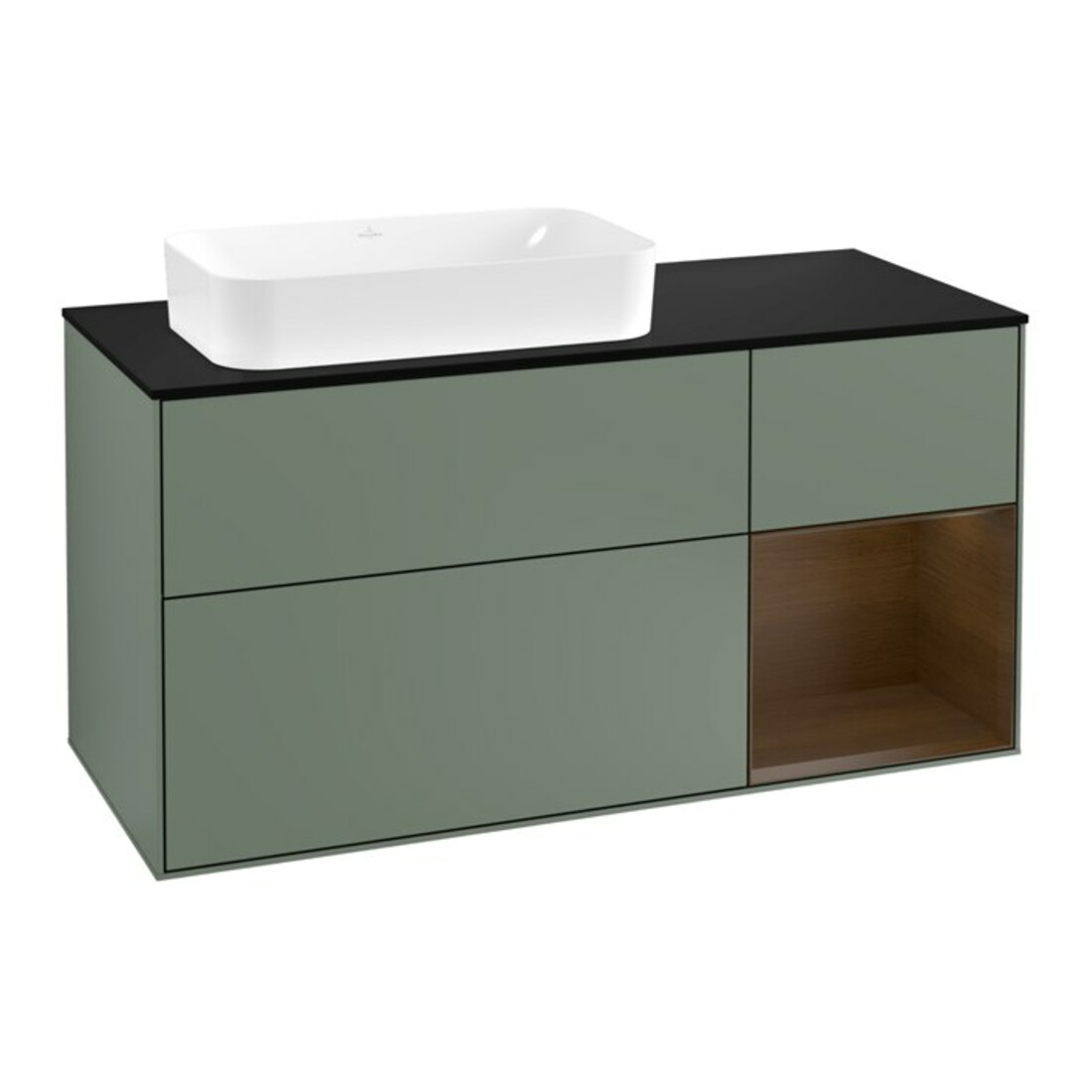 V&B Waschtischunterschrank Finion 120cm, Pl b m, Rg re wal ven, Oli. m Lac