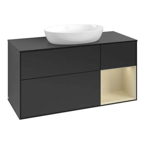 V&B Waschtischunterschrank Finion 120cm, Pl b m, Rg si Gr m Lac, bla m Lac