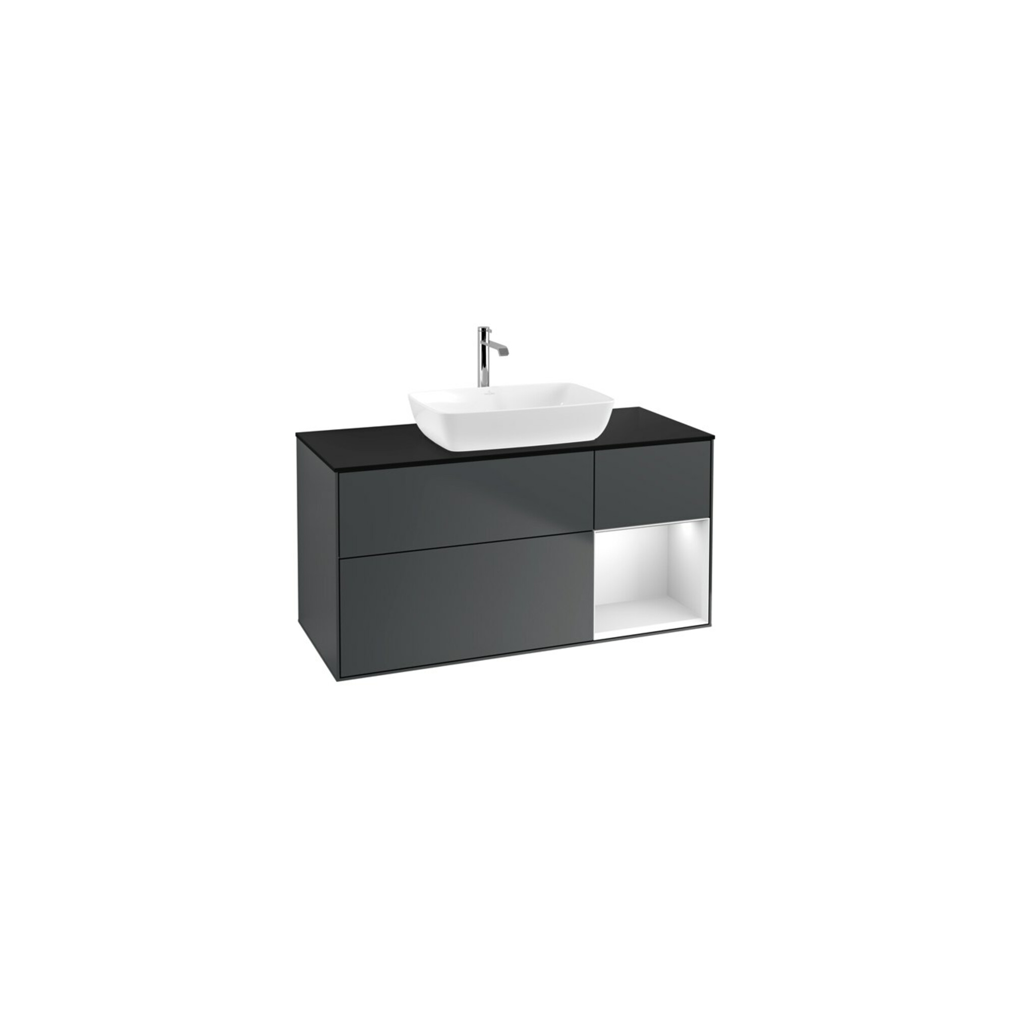 V&B Waschtischunterschrank Finion 120cm, Pl b m, Rg w m Lac, md bl. m Lac ; Villeroy & Boch