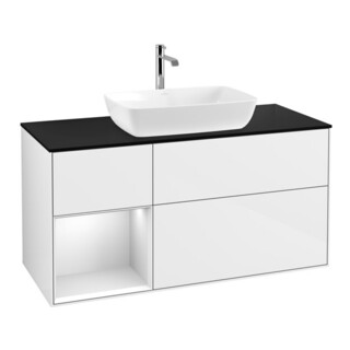 V&B Waschtischunterschrank Finion 120cm, Pl b m, Rg wh. m Lac, glo wh. Lac