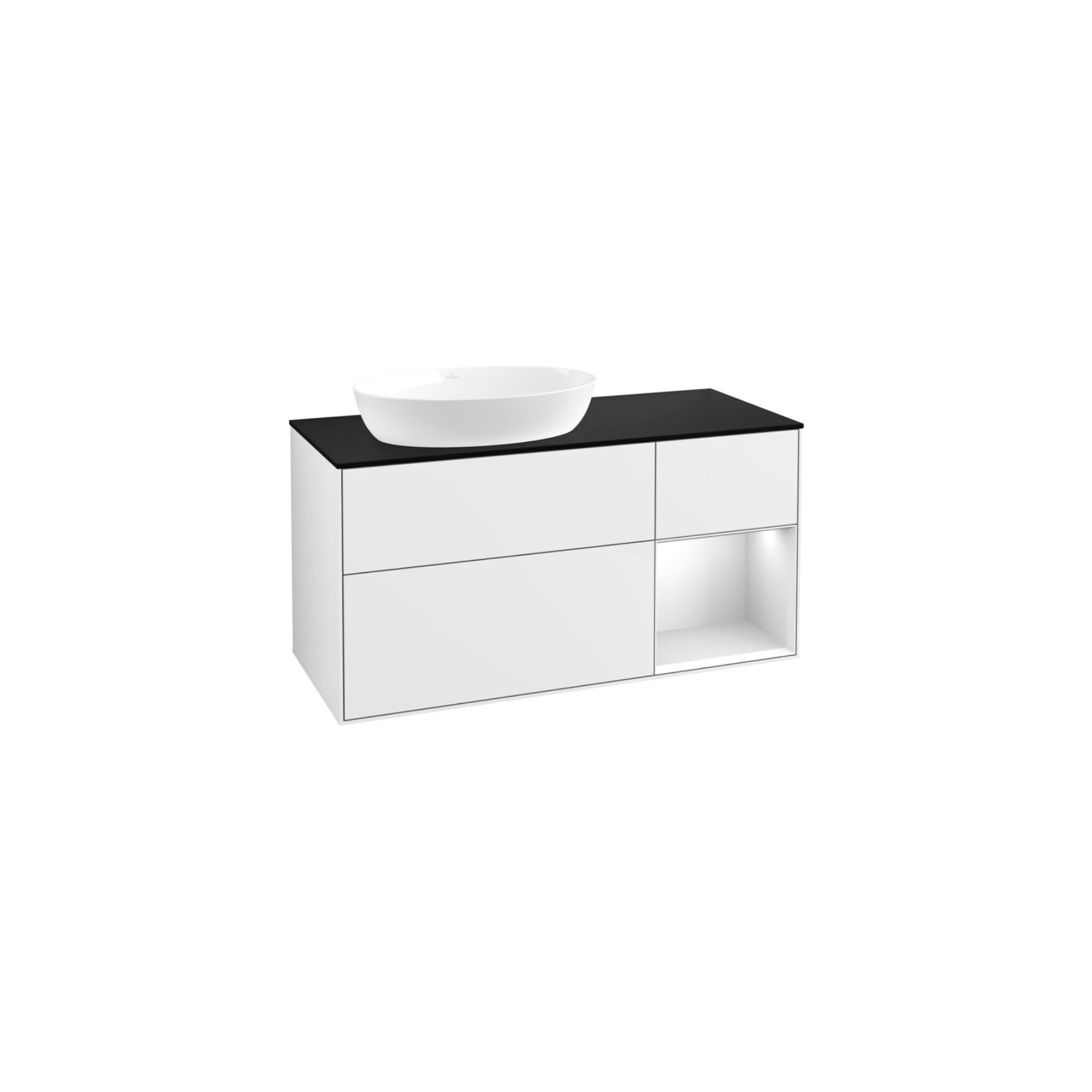 V&B Waschtischunterschrank Finion 120cm, Pl b m, Rg wh. m Lac, glo wh. Lac ; Villeroy & Boch