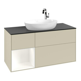 V&B Waschtischunterschrank Finion 120cm, Pl b m, Rg wh. m Lac, si Gr m Lac