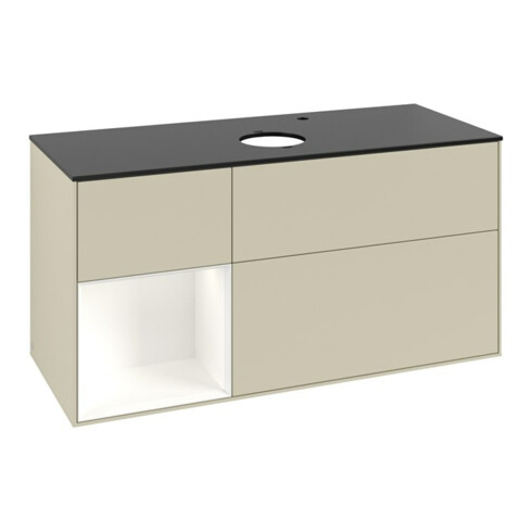 V&B Waschtischunterschrank Finion 120cm, Pl b m, Rg wh. m Lac, si Gr m Lac