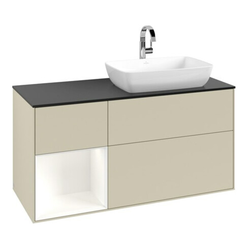 V&B Waschtischunterschrank Finion 120cm, Pl b m, Rg wh. m Lac, si Gr m Lac