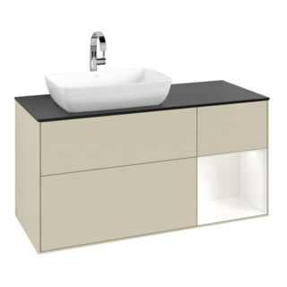 V&B Waschtischunterschrank Finion 120cm, Pl b m, Rg wh. m Lac, si Gr m Lac