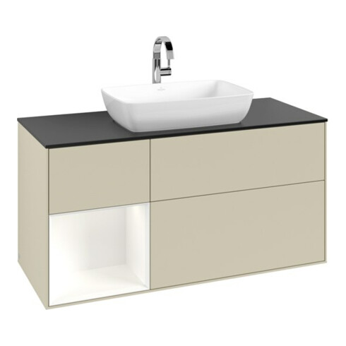 V&B Waschtischunterschrank Finion 120cm, Pl b m, Rg wh. m Lac, si Gr m Lac