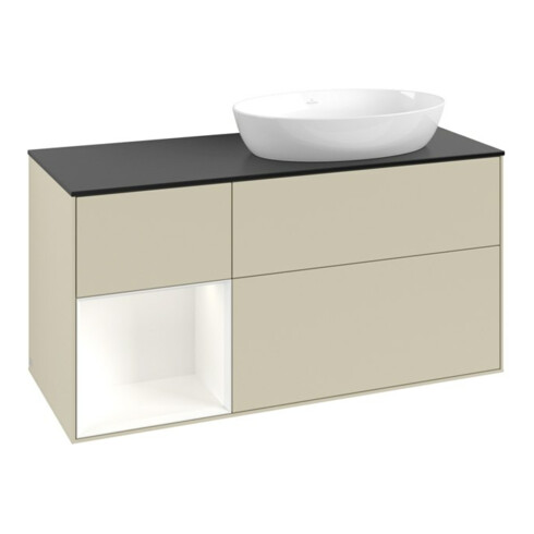 V&B Waschtischunterschrank Finion 120cm, Pl b m, Rg wh. m Lac, si Gr m Lac
