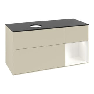 V&B Waschtischunterschrank Finion 120cm, Pl b m, Rg wh. m Lac, si Gr m Lac