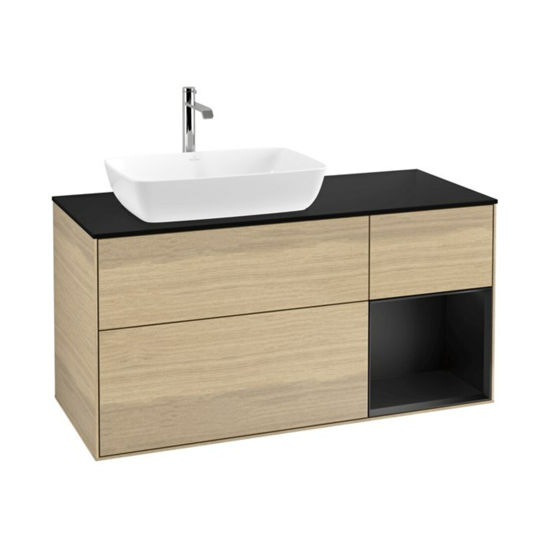 V&B Waschtischunterschrank Finion 120cm, Pl bla m, Reg bla m Lac, Oa ven
