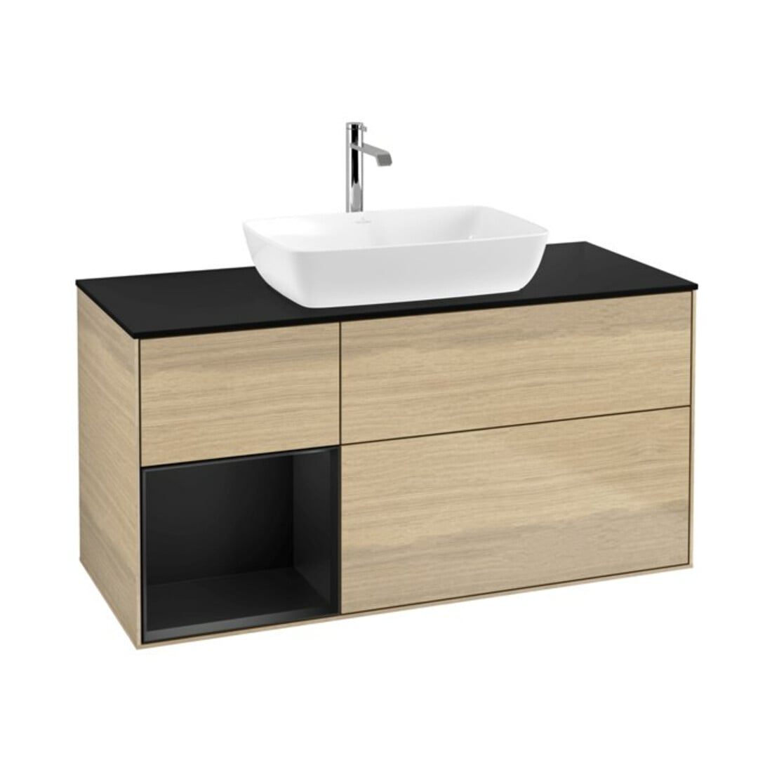 V&B Waschtischunterschrank Finion 120cm, Pl bla m, Reg bla m Lac, Oa ven