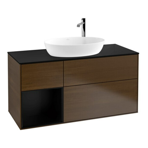 V&B Waschtischunterschrank Finion 120cm, Pl bla m, Reg bla m Lac, wal ven
