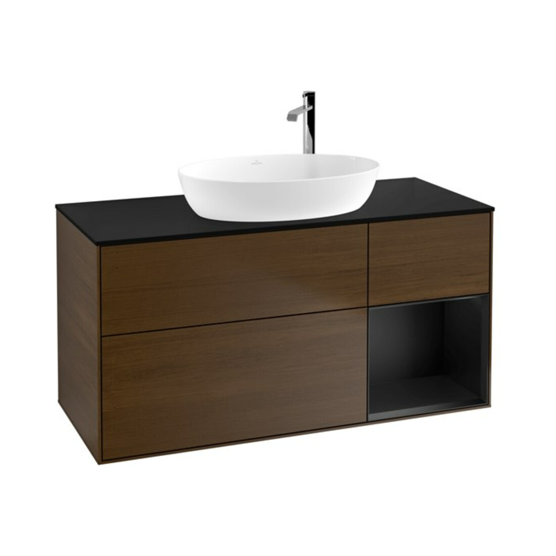 V&B Waschtischunterschrank Finion 120cm, Pl bla m, Reg bla m Lac, wal ven