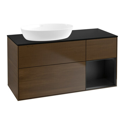 V&B Waschtischunterschrank Finion 120cm, Pl bla m, Reg bla m Lac, wal ven