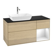 V&B Waschtischunterschrank Finion 120cm, Pl bla m, Reg glo wh. Lac, Oa ven