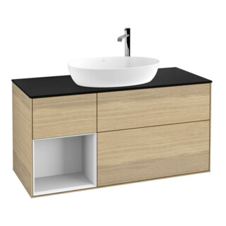V&B Waschtischunterschrank Finion 120cm, Pl bla m, Reg glo wh. Lac, Oa ven