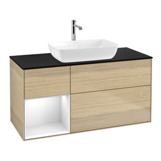 V&B Waschtischunterschrank Finion 120cm, Pl bla m, Reg glo wh. Lac, Oa ven