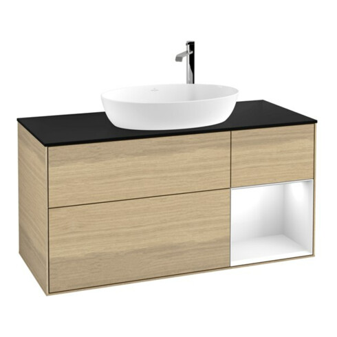 V&B Waschtischunterschrank Finion 120cm, Pl bla m, Reg glo wh. Lac, Oa ven