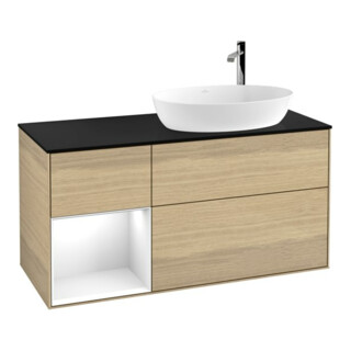 V&B Waschtischunterschrank Finion 120cm, Pl bla m, Reg glo wh. Lac, Oa ven