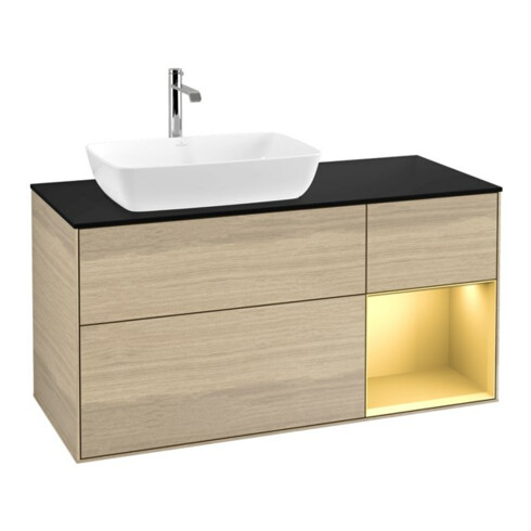 V&B Waschtischunterschrank Finion 120cm, Pl bla m, Reg gol m Lac, Oa ven