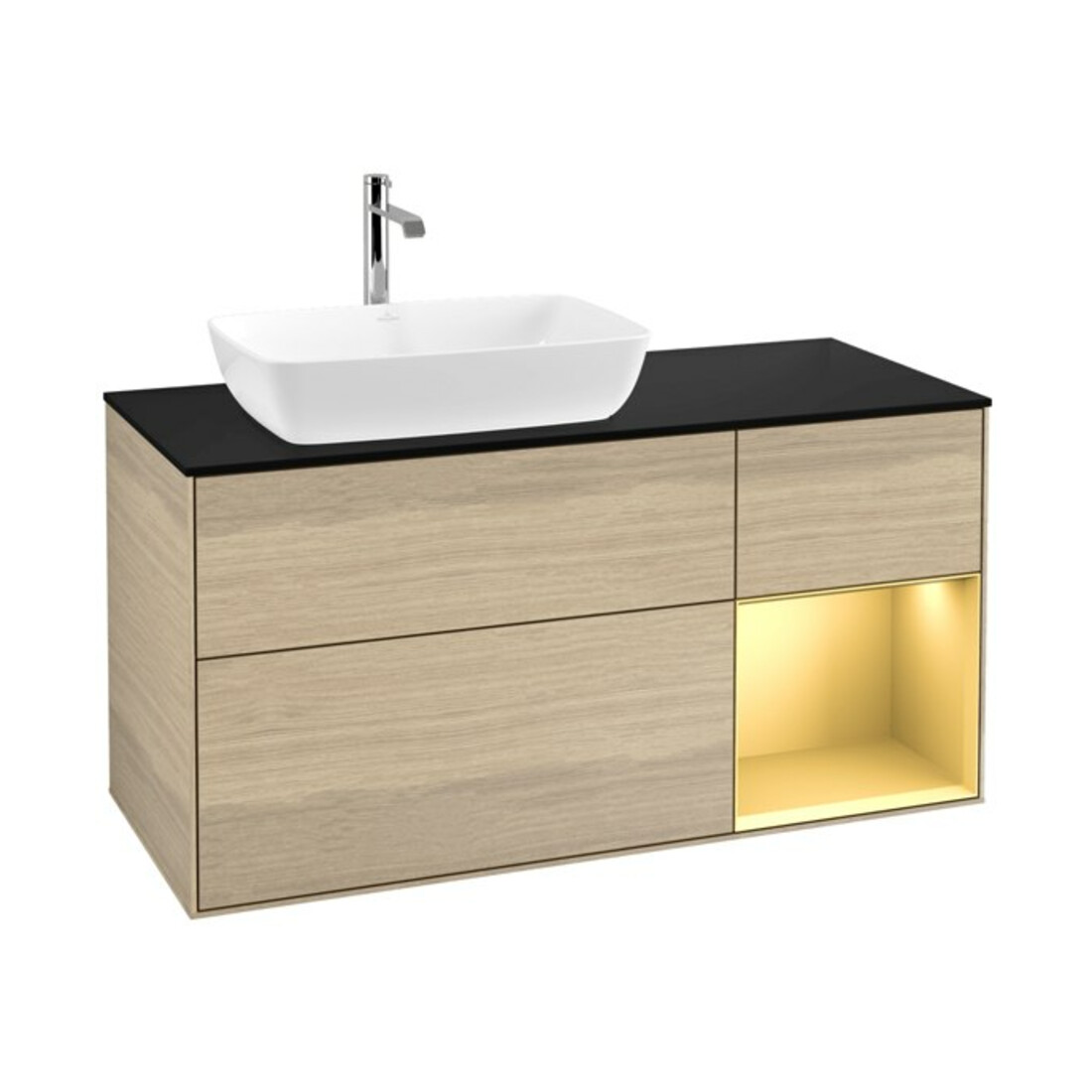 V&B Waschtischunterschrank Finion 120cm, Pl bla m, Reg gol m Lac, Oa ven