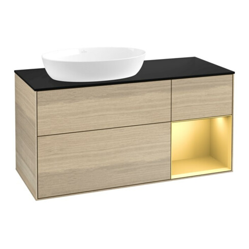 V&B Waschtischunterschrank Finion 120cm, Pl bla m, Reg gol m Lac, Oa ven
