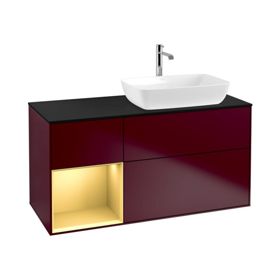 V&B Waschtischunterschrank Finion 120cm, Pl bla m, Reg gol m Lac, Peo m