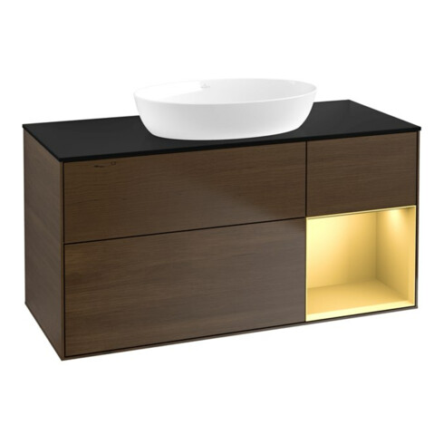 V&B Waschtischunterschrank Finion 120cm, Pl bla m, Reg gol m Lac, wal ven