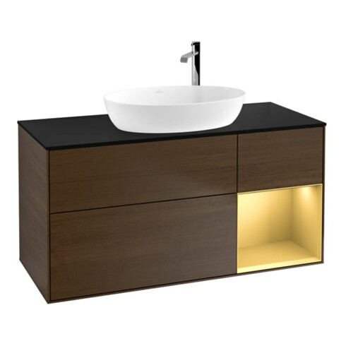 V&B Waschtischunterschrank Finion 120cm, Pl bla m, Reg gol m Lac, wal ven