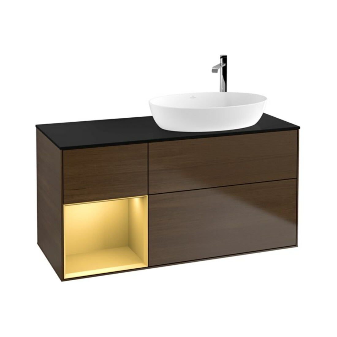 V&B Waschtischunterschrank Finion 120cm, Pl bla m, Reg gol m Lac, wal ven