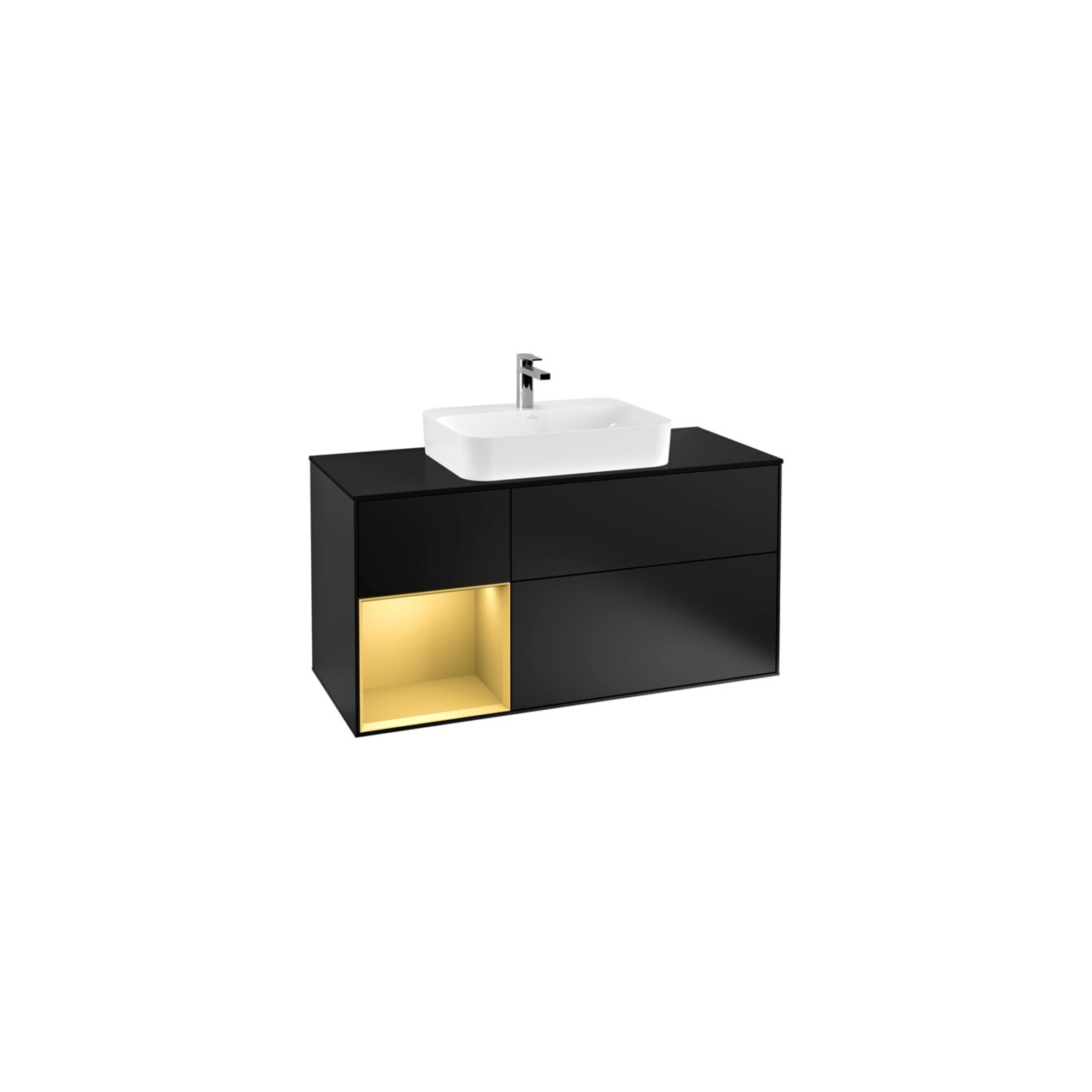 V&B Waschtischunterschrank Finion 120cm, Pl bla m, Reg li gol m, bla m Lac ; Villeroy & Boch