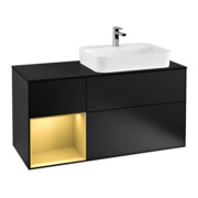 V&B Waschtischunterschrank Finion 120cm, Pl bla m, Reg li gol m, bla m Lac