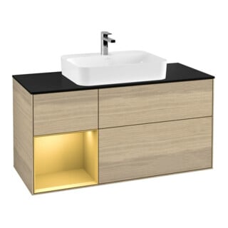 V&B Waschtischunterschrank Finion 120cm, Pl bla m, Reg li gol m, Oa ven