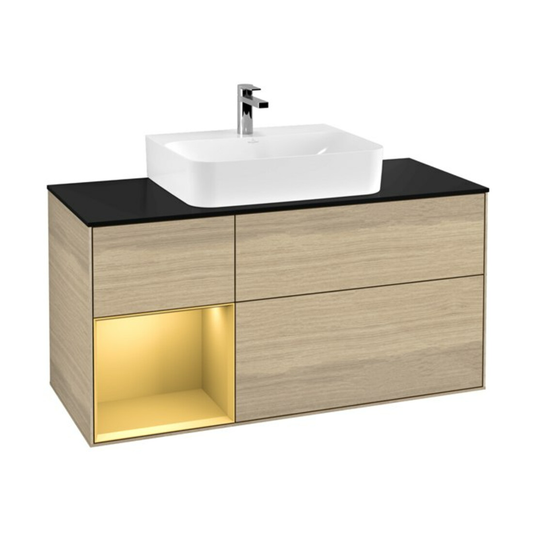 V&B Waschtischunterschrank Finion 120cm, Pl bla m, Reg li gol m, Oa ven